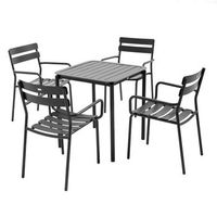 mesa cuadrada de terraza 70 x 70cm y 4 sillones negros almada - oviala