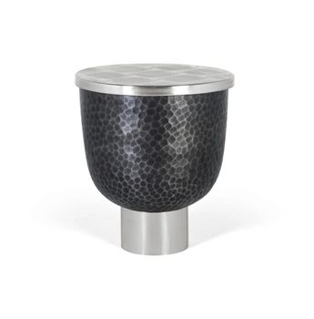 Mesa de centro redonda con tapa de aluminio