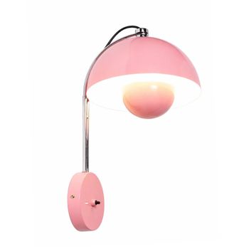 Aplique de pared floral de metal rosa E27 Alt.42 cm