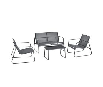Conjunto de muebles de jardín anzi 4 piezas acero/cristal - gris [casa.pro]
