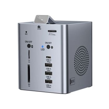ULT 13 en 1 estación de acoplamiento vertical con PD100W DC18W, TF y SD 3.0, USB-C USB-A 10 Gbps, Cámara, altavoz compat