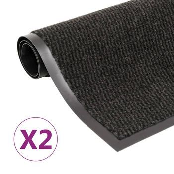 Alfombras De Entrada Rectangulares De Nudo 2 Uds Negro 80x120cm Vidaxl
