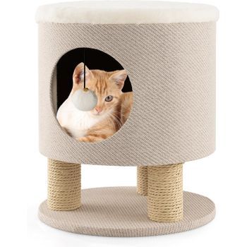 Taburete Para Gatos 3 En 1 Con Condominio, Costway 40 X 40 X 47 Cm Beige