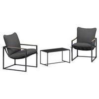 conjunto de sofas de jardin 3 piezas  mueble de jardin negro y antracita acero