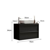 mueble de bano suspendido frassi - incluye lavabo 2 cajones - 79 cm - color negro ceniza