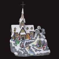 aldea de navidad animada iglesia del pueblo 9 led  transformador
