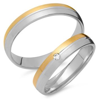 Alianzas 14 quilates oro blanco amarillo con diamante