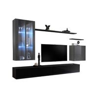 conjunto de muebles de salon mural switch xii diseno colores negro y gris brillante