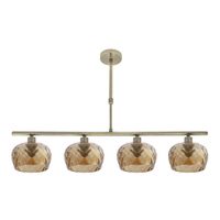 fabrilamp lampara estela 4xe14 cuero regx75x13 cm ctulipas cristal tallado ambar