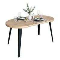 mesa de comedor extensible berg comedor en colores negro y madera claro 80120160x80x76 cm