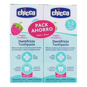 Chicco pasta dental infantil sabor fresa +12meses 50ml+50ml