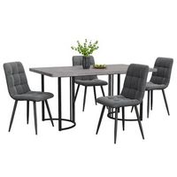 conjunto mesa de cocina juego de comedor 5 piezas mesa de cocina 140x80 cm tablero mdf y sillas de terciopelo gris oscuro