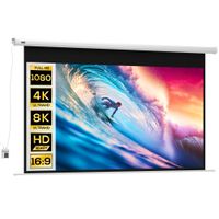 homcom pantalla para proyector 254 cm 169 motorizada con mando a distancia 251x8x168 cm blanco