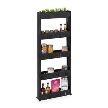 Carro Estrecho Con 5 Estantes - Black - 15x57.5x36.5cm