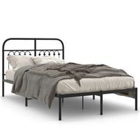 cama doble  cama para adultos  estructura de cama con cabecero metal negro 120x200 cm