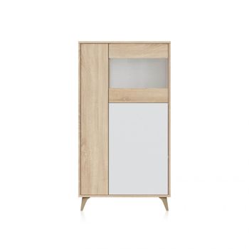 Vitrina de salón con gran capacidad 142 cm blanco roble