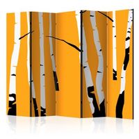 biombo - birches on the orange background ii  225x172 cm