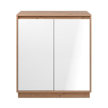 Aparador pequeño 2 puertas l79 cm - roble y blanco