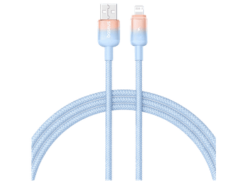 Cable USB a Lightning - Baseus DISCOLOR, USB, Carga rápida, trenzado ultrarresistente de 200 cm, 2.4A, Universal, Azul