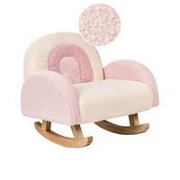 silla mecedora infantil motivo arco iris de boucle patas de madera para interior rosa pastel ombo