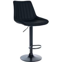 taburete de bar x1 regulable en altura giratorio 360 asiento de pvc negro costura vertical pie de metal negro 100005423
