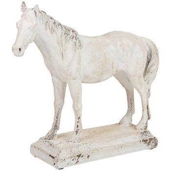 Figura Decoración Caballo De Resina Blanca 38x11x33 Cm