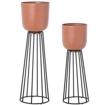 Set 2 Maceteros Terracota Y Negro
