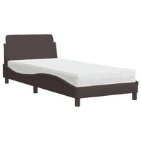 cama individual  cama para adultos  cama con colchon tela marron oscuro 90x200 cm