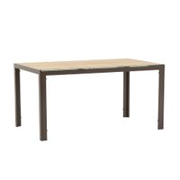 mesa rectangular 150x90 cm de aluminio y tapa de vidrio madera
