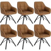 set 6 silla giratoria 360 silla de comedor escandinava sillon de piel sintetica vintage claro - marron - woltu