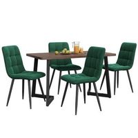 conjunto de comedor moderno juego de comedor 5 piezas resistente mesa de comedor con 4 sillas 117x68x75 cm mdf y metal nogal y verde oscuro