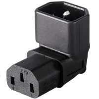 adaptador iec c14 a c13 macho a hembra acodado 180 grados negro