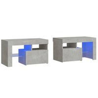 mesitas de noche con luces led 2 uds gris hormigon 70x365x40cm vidaxl