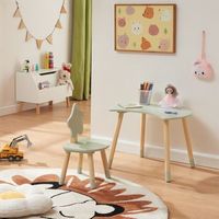 juego infantil de mesa y 1 silla lallega mdf diseno atractivo verde encasa