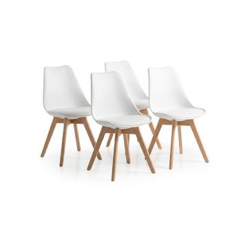 Silla Estilo Nordico Blanco, 4 Unidades