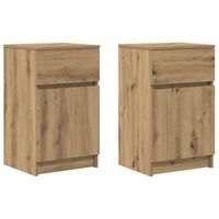 pack 2 uds mesillas noche  mesita de noche madera ingenieria roble artisian 39x35x65cm
