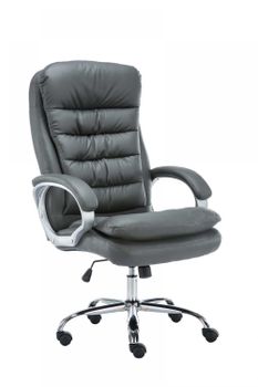 Silla de oficina giratoria regulable en simil cuero gris