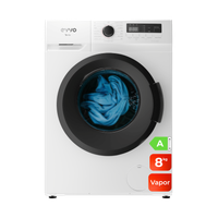 lavadora 8 kg clase a carga frontal evvo terra 8 1350 rpm motor inverter 15 programas lavado rapido 15 vapor