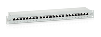 patch panel 24 puertos premium categoria 6 apantallado color gris claro