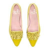 slipper piel amarillo lima flecos
