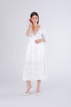falda de muselina de algodón bordada off white l