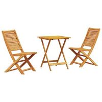 conjunto de bistro plegable 3 piezas  mueble de jardin marron