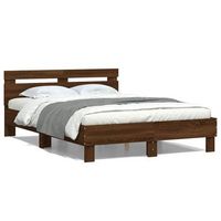 cama con cabecero madera de ingenieria marron roble 135x190 cm vidaxl