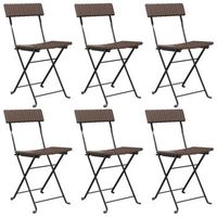 pack 6 uds sillas cafeteria plegables acero y ratan sintetico marron