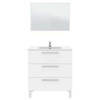 mueble bano melamina  espejo y lavamanos - blanco