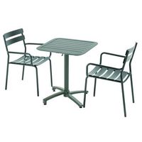 mesa reclinable 70 x 70 cm y 2 sillas verde oscuro oviala