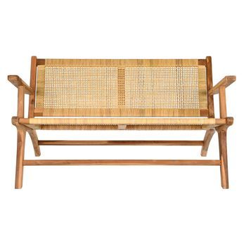Banco Teca Ratan 120x76x68 Marron