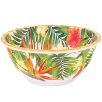 ensaladera profunda de melamina con estampado de flores exoticas 25 cm