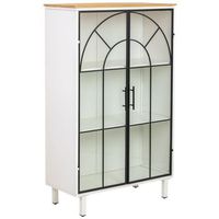 vitrina de metal madera y vidrio 2 puertas blanco80x35x1305h cm