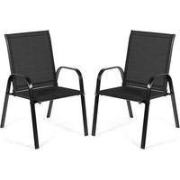 conjunto de 2 sillas jardin exterior textilene costway 56 x 72 x 90 cm negro